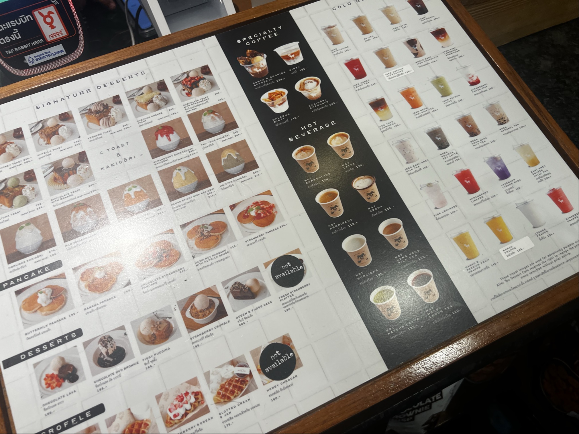After You Dessert Cafeのメニュー表